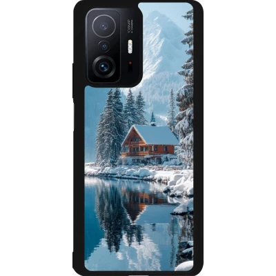 Coque Xiaomi 11T - Silicone rigide noir Winter 25 Winter house forest day