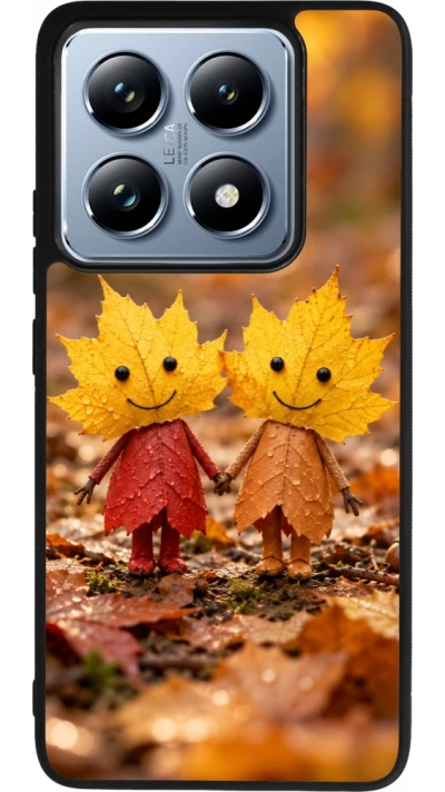 Coque Xiaomi 14T Pro - Silicone rigide noir Autumn 26 Couple of leaves