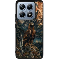 Coque Xiaomi 14T Pro - Silicone rigide noir Linocut Aigle Royal
