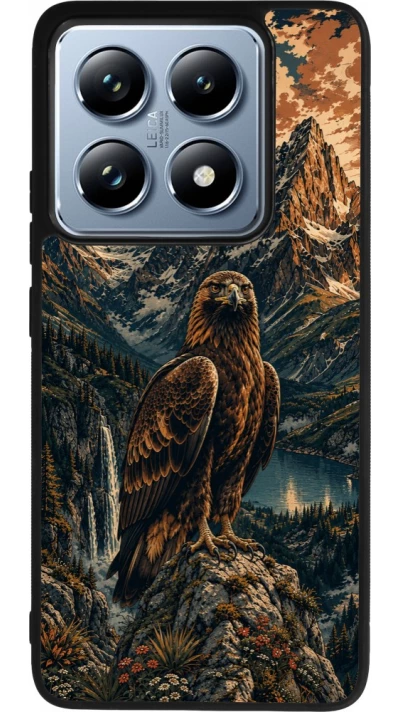 Coque Xiaomi 14T Pro - Silicone rigide noir Linocut Aigle Royal