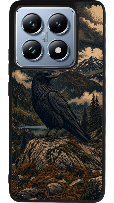 Coque Xiaomi 14T Pro - Silicone rigide noir Linocut Grand Corbeau