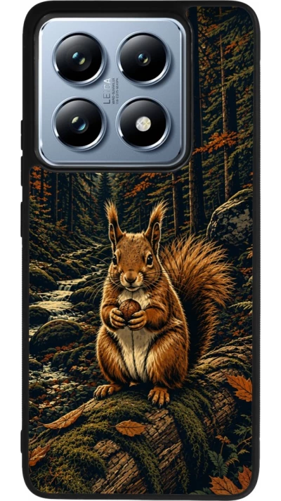 Coque Xiaomi 14T Pro - Silicone rigide noir Linocut Ecureuil