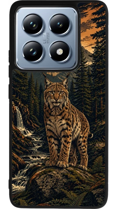 Coque Xiaomi 14T Pro - Silicone rigide noir Linocut Lynx