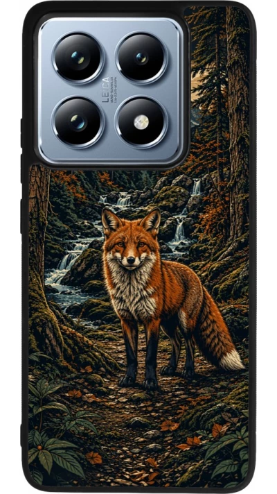 Coque Xiaomi 14T Pro - Silicone rigide noir Linocut Renard