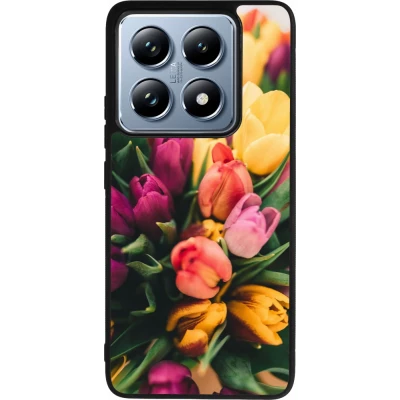 Xiaomi 14T Pro Case Hülle - Silikon schwarz Bouquet of tulips Spring 2026