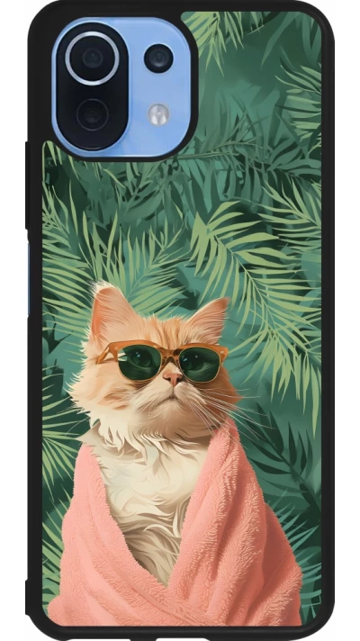 Xiaomi Mi 11 Lite 5G Case Hülle - Silikon schwarz Cat Summer Palms