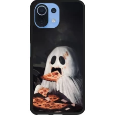 Coque Xiaomi Mi 11 Lite 5G - Silicone rigide noir Halloween 2026 Ghost eating pizza