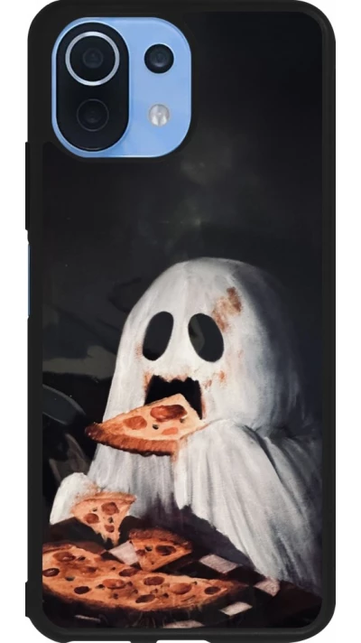 Coque Xiaomi Mi 11 Lite 5G - Silicone rigide noir Halloween 2026 Ghost eating pizza