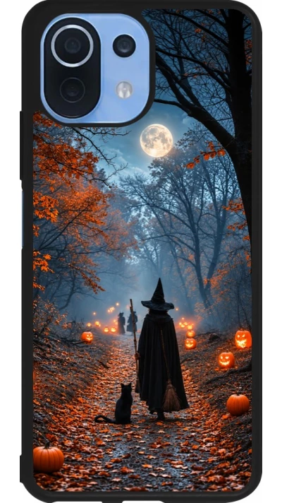 Coque Xiaomi Mi 11 Lite 5G - Silicone rigide noir Halloween 2026 Witch with a cat