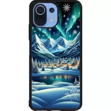 Xiaomi Mi 11 Lite 5G Case Hülle - Silikon schwarz Verschneites Bergdorf am See in der Nacht