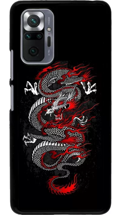 Xiaomi Redmi Note 10 Pro Case Hülle - Japanese style Dragon Tattoo Red Black