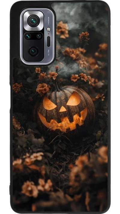 Xiaomi Redmi Note 10 Pro Max Case Hülle - Silikon schwarz Halloween 2025 Pumpkin with flowers