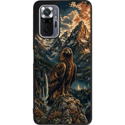 Coque Xiaomi Redmi Note 10 Pro Max - Silicone rigide noir Linocut Aigle Royal