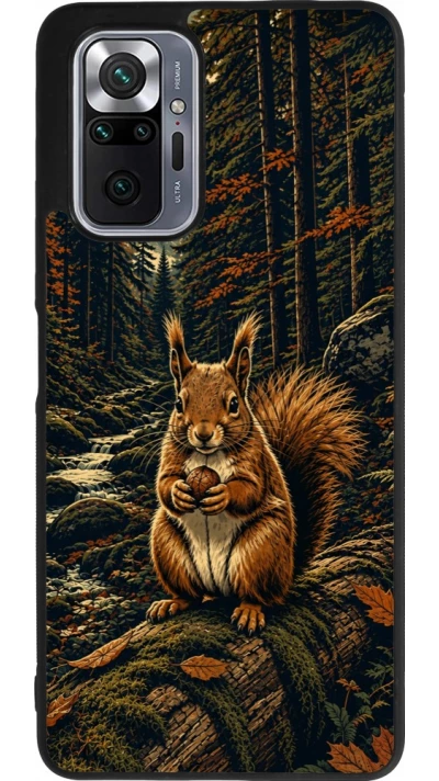 Xiaomi Redmi Note 10 Pro Max Case Hülle - Silikon schwarz Linocut Eichhörnchen