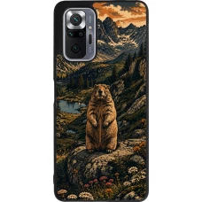 Xiaomi Redmi Note 10 Pro Max Case Hülle - Silikon schwarz Linocut Murmeltier