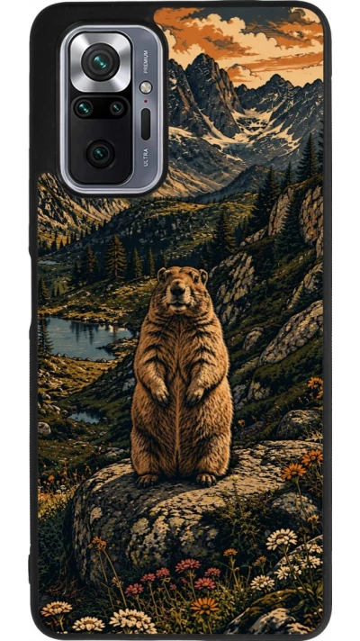 Xiaomi Redmi Note 10 Pro Max Case Hülle - Silikon schwarz Linocut Murmeltier