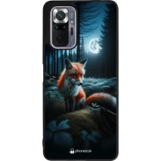 Coque Xiaomi Redmi Note 10 Pro Max - Silicone rigide noir Renard lune forêt