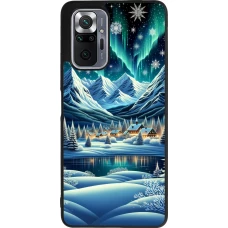 Xiaomi Redmi Note 10 Pro Max Case Hülle - Silikon schwarz Verschneites Bergdorf am See in der Nacht