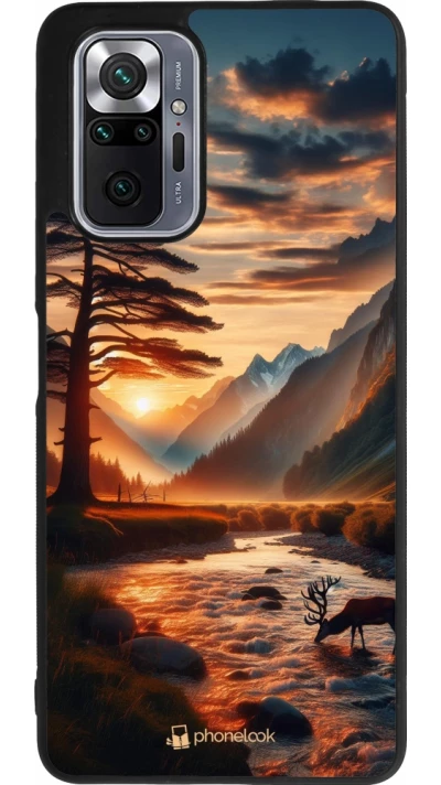Xiaomi Redmi Note 10 Pro Max Case Hülle - Silikon schwarz Tal Sonnenuntergang Hirsch Baum