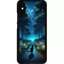 Xiaomi Redmi 9A Case Hülle - Schwarze Katze Spaziergang