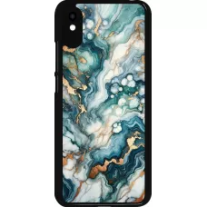 Coque Xiaomi Redmi 9A - Marbre Vert Bleu Doré