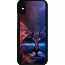 Xiaomi Redmi 9A Case Hülle - Red Blue Cat Glasses