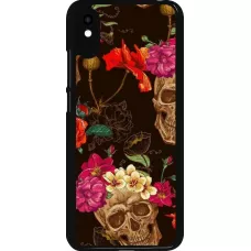 Xiaomi Redmi 9A Case Hülle - Skulls and flowers