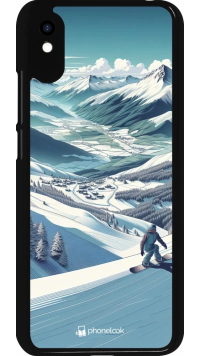 Xiaomi Redmi 9A Case Hülle - Snowboarder Berg