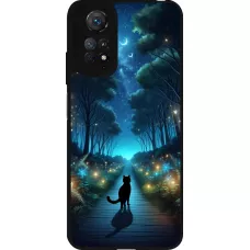 Coque Xiaomi Redmi Note 11 / 11S - Silicone rigide noir Chat noir promenade
