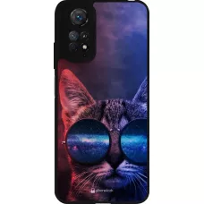 Xiaomi Redmi Note 11 / 11S Case Hülle - Silikon schwarz Red Blue Cat Glasses