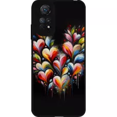 Coque Xiaomi Redmi Note 11 / 11S - Silicone rigide noir Valentine 2024 Coeur Noir Abstrait