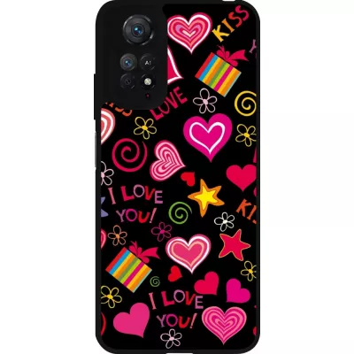 Coque Xiaomi Redmi Note 11 / 11S - Silicone rigide noir Valentine 2023 love symbols