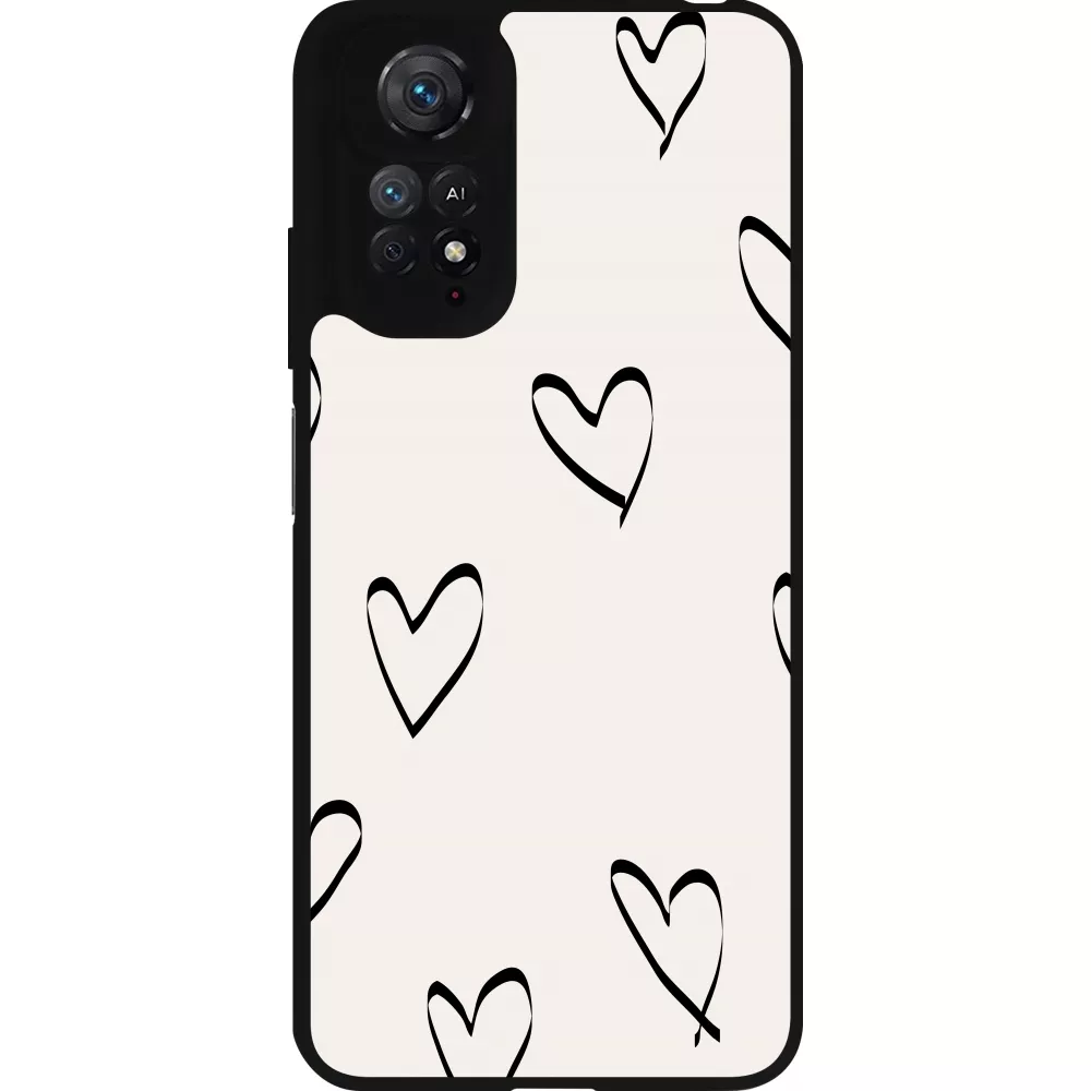 Xiaomi Redmi Note 11 / 11S Case Hülle - Silikon schwarz Valentine 2023 minimalist hearts