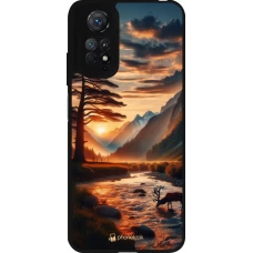 Coque Xiaomi Redmi Note 11 / 11S - Silicone rigide noir Valley Sunset Deer Tree
