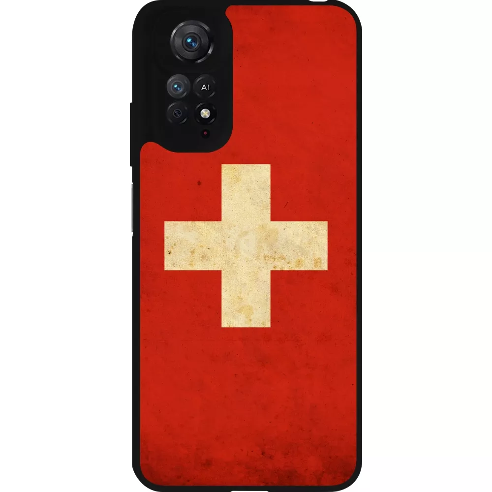 Coque Xiaomi Redmi Note 11 / 11S - Silicone rigide noir Vintage Flag SWISS