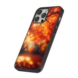 iPhone 12 / 12 Pro Case Hülle - Silikon schwarz Herbst Magisch Orange