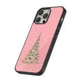 iPhone 12 / 12 Pro Case Hülle - Silikon schwarz Christmas 25 Pink Tree