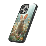 iPhone 12 / 12 Pro Case Hülle - Silikon schwarz Easter 2026 Rabbit in the garden