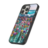 Coque iPhone 12 / 12 Pro - Silicone rigide noir Flower sea waves