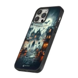iPhone 12 / 12 Pro Case Hülle - Silikon schwarz Halloween Spukstadt