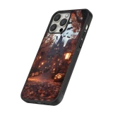 Coque iPhone 12 / 12 Pro - Silicone rigide noir Halloween 2025 Haunted house