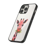 iPhone 12 / 12 Pro Case Hülle - Silikon schwarz Pink Girafe Paint