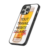 Coque iPhone 12 / 12 Pro - Silicone rigide noir Tout travail mérite sa bière