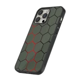 Coque iPhone 12 Pro Max - Silicone rigide noir Geometric Line red