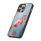 iPhone 12 Pro Max Case Hülle - Silikon schwarz Paint Flamingo