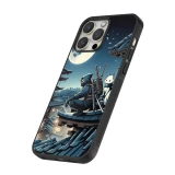 iPhone 13 Pro Max Case Hülle - Silikon schwarz Ninja unter dem Mond