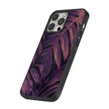 iPhone 13 Pro Max Case Hülle - Silikon schwarz Purple Light Leaves