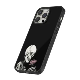 iPhone 13 Pro Case Hülle - Silikon schwarz Halloween 2023 rose and skeleton