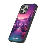 iPhone 13 Pro Case Hülle - Silikon schwarz Lila-rosa Landschaft