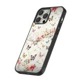 Coque iPhone 13 Pro - Silicone rigide noir Spring 25 Papillons Légers